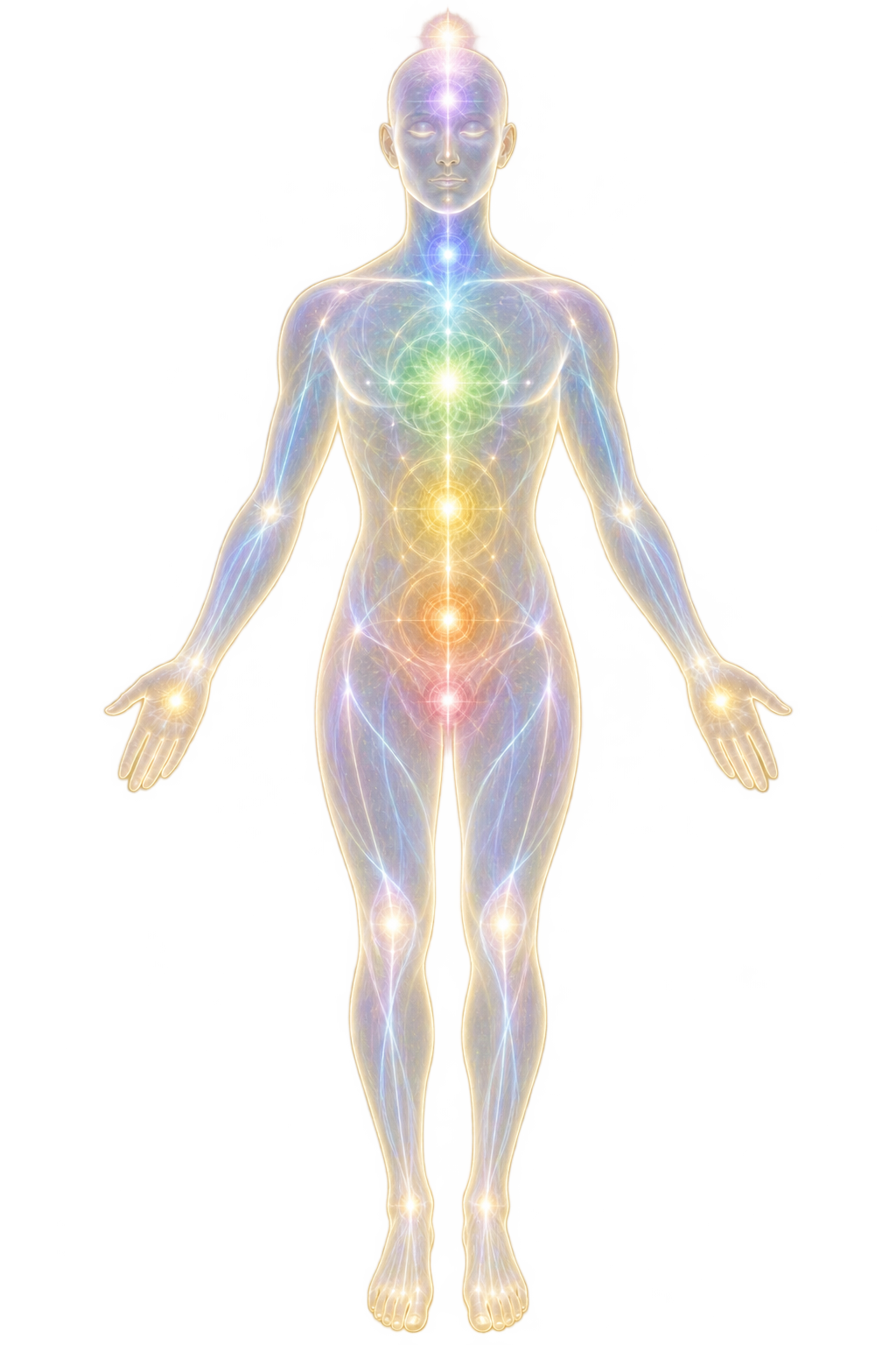 A luminous human figure representing the Living Instrument