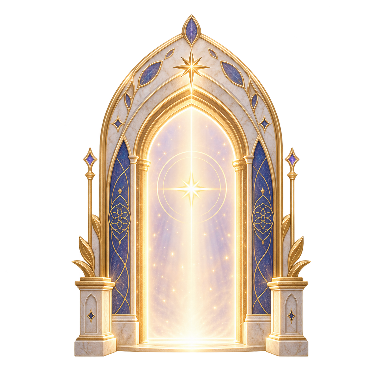 Illuminated golden doorway leading to the Planetary Light Sanctuary